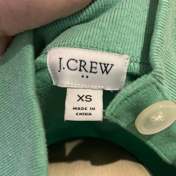 J. Crew Factory button collar pullover sweatshirt in cloudspun fleece green XS - Picture 4 of 9